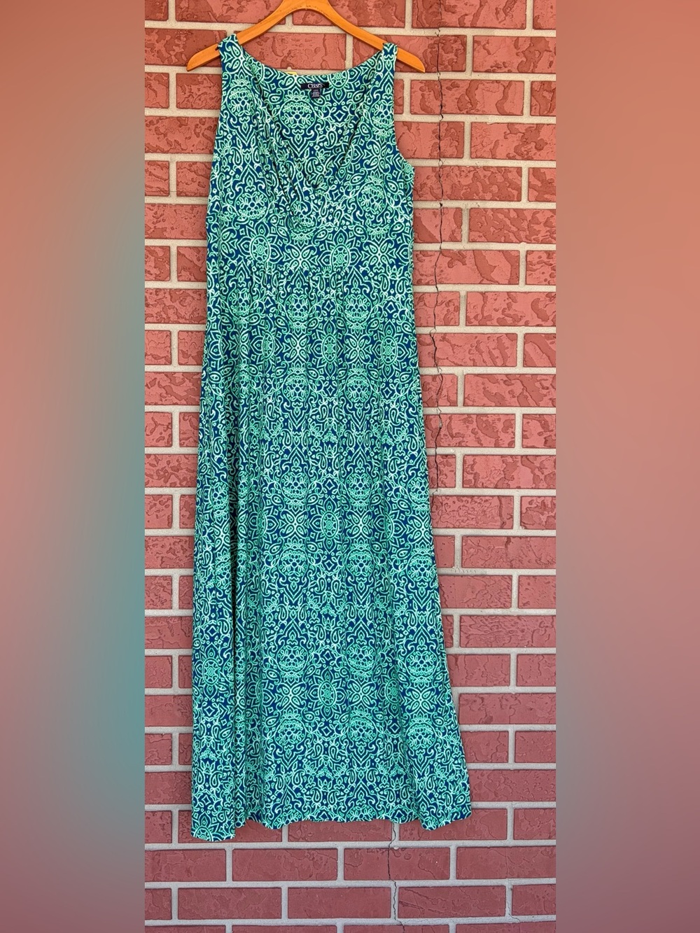 Chaps Teal and Navy Printed Maxi Skirt